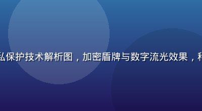 自慰视频隐私保护技术解析图，加密盾牌与数字流光效果，科技安全感强